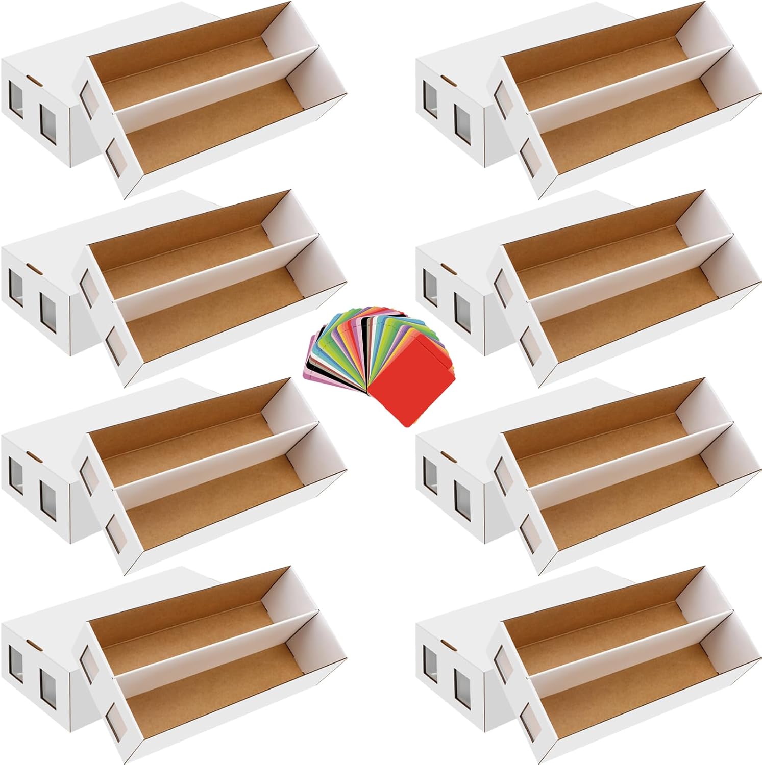 8 Pack Trading Card Storage Box, 13000+ Count Card Storage Box with 48 Card Dividers, Cardboard Card Storage Boxes Sports Card Cases Bulk Card Storage Box Trading Card Box for Basketball Sports Cards