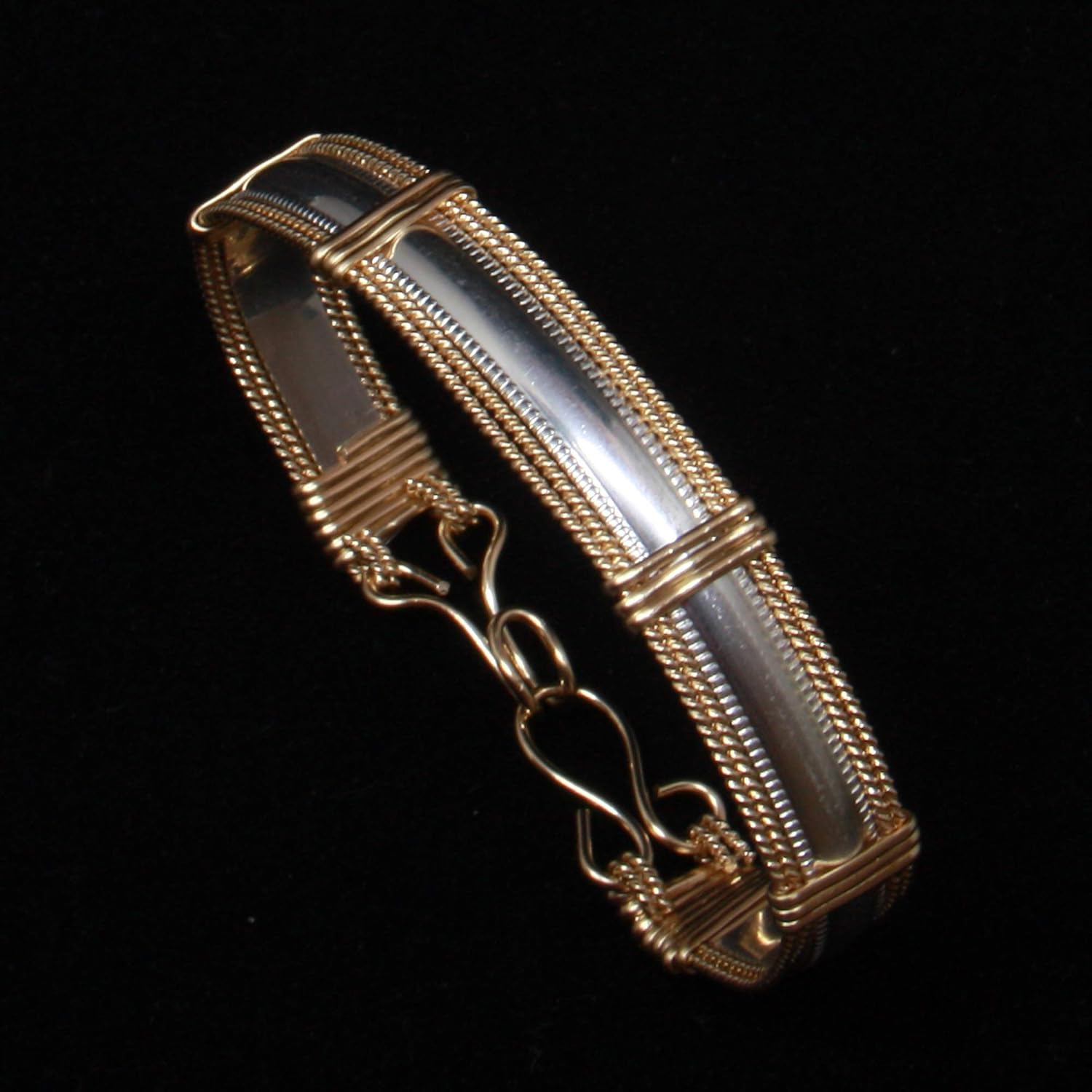 925 Sterling Silver and 14k Gold Fill Bracelet Women, Smooth Pattern Silver Bangle