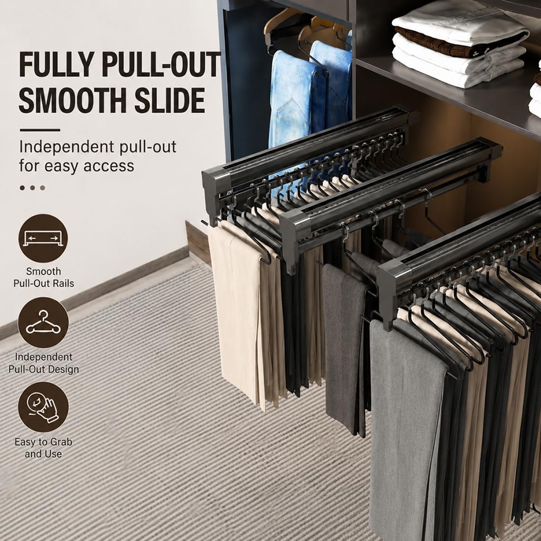 Tringle de Penderie Coulissante et Extensible en Acier Porte-Vêtements
