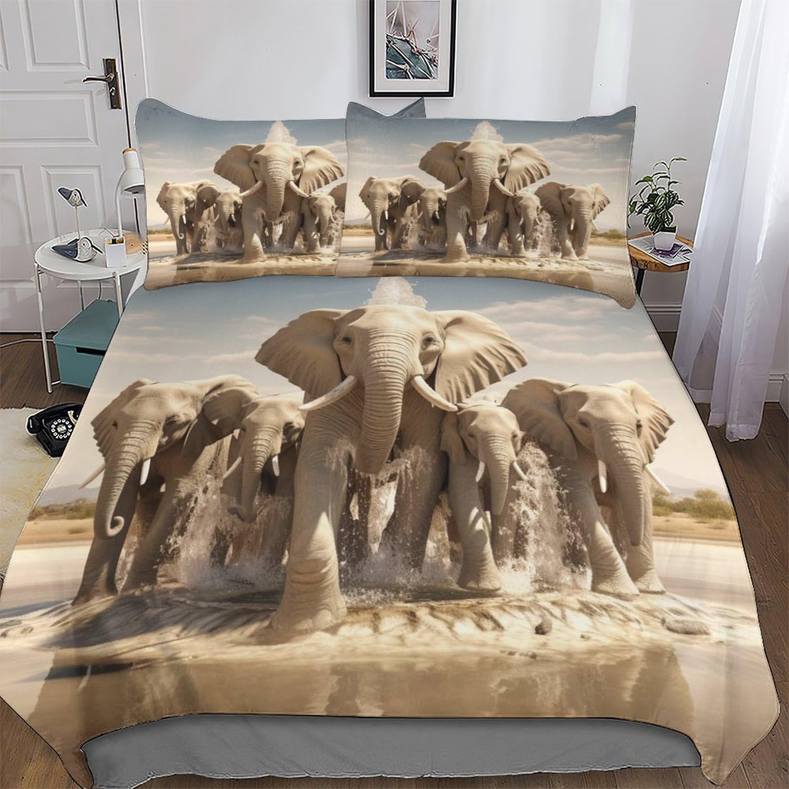 Housse de couette éléphant double 200x200 en microfibre douce
