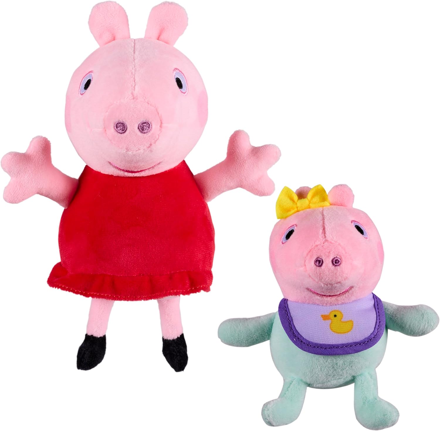 Peppa Pig 2-Pack Plsuhies - Peppa with Baby Sister Evie - Stuffed Animal Pre-School Toys