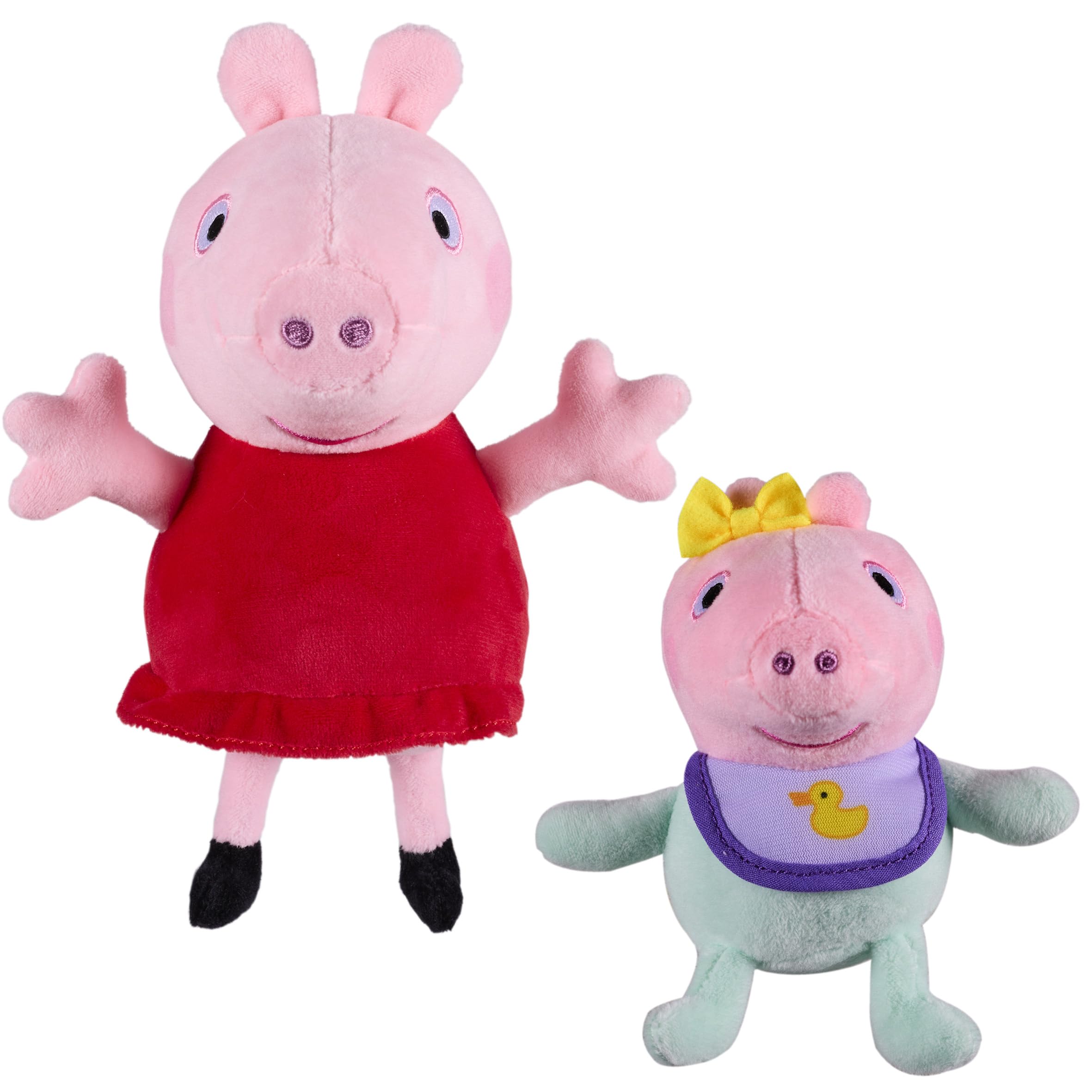 Peppa Pig Set Peluche 2 Pezzi – Peppa & Baby Evie – Peluche Super Morbidi nello Stile Classico, Giocattolo dai 18 Mesi in su