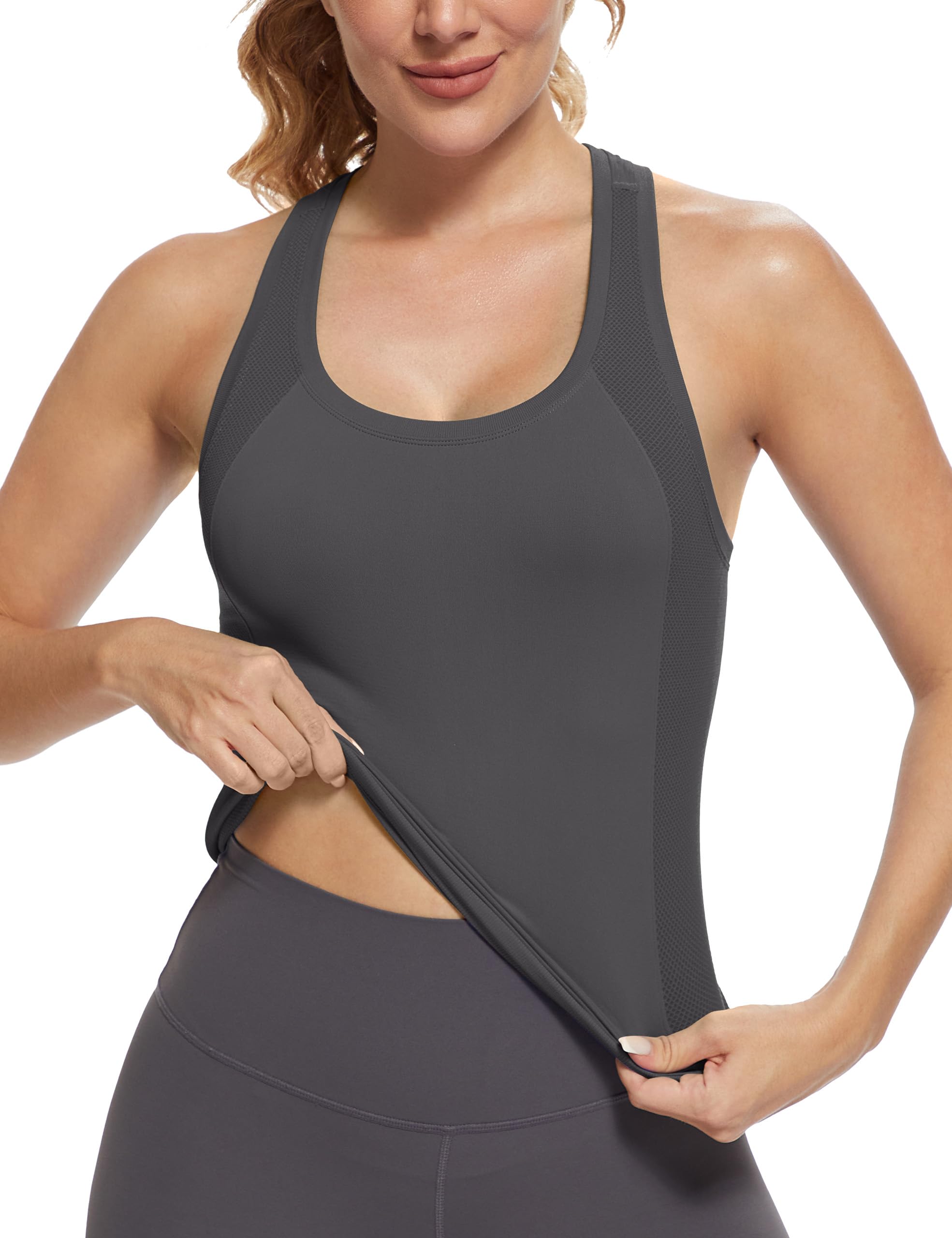 MathCat Workout Tops for Women Racerback Tank Tops Seamless Running Tank Tops Muscle Tank