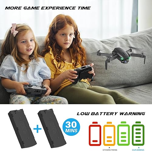 Miniatura 23 de SIMREX Drone con cámara 1080P para niños y adultos, cuadricóptero RC con retención de altitud, mini dron con una tecla de inicio, vuelo de punto
