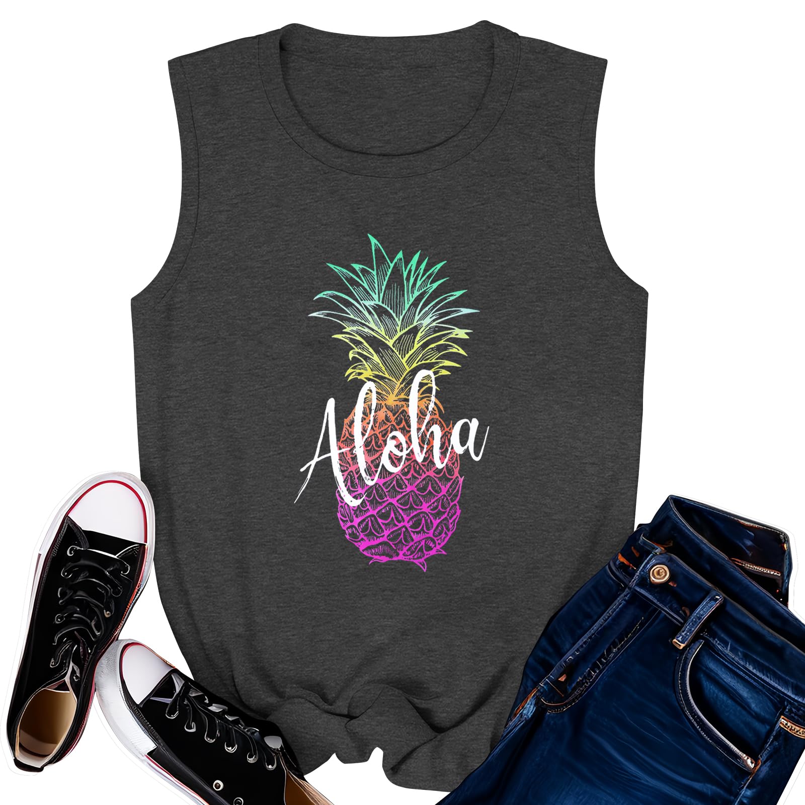 Pineapple Tank Tops for Womens Funny Sunglasses Graphic Shirts Women Summer Tops