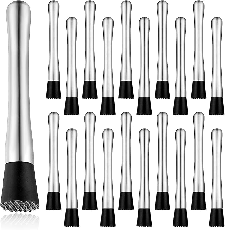 20 Piezas Muddler para Cócteles - Herramienta Muddler de Barra de Acero Inoxidable, Muller para Bebidas Trituradora de Hielo, Juego de Herramientas de Barman Accesorios para Barras de Barman en Casa