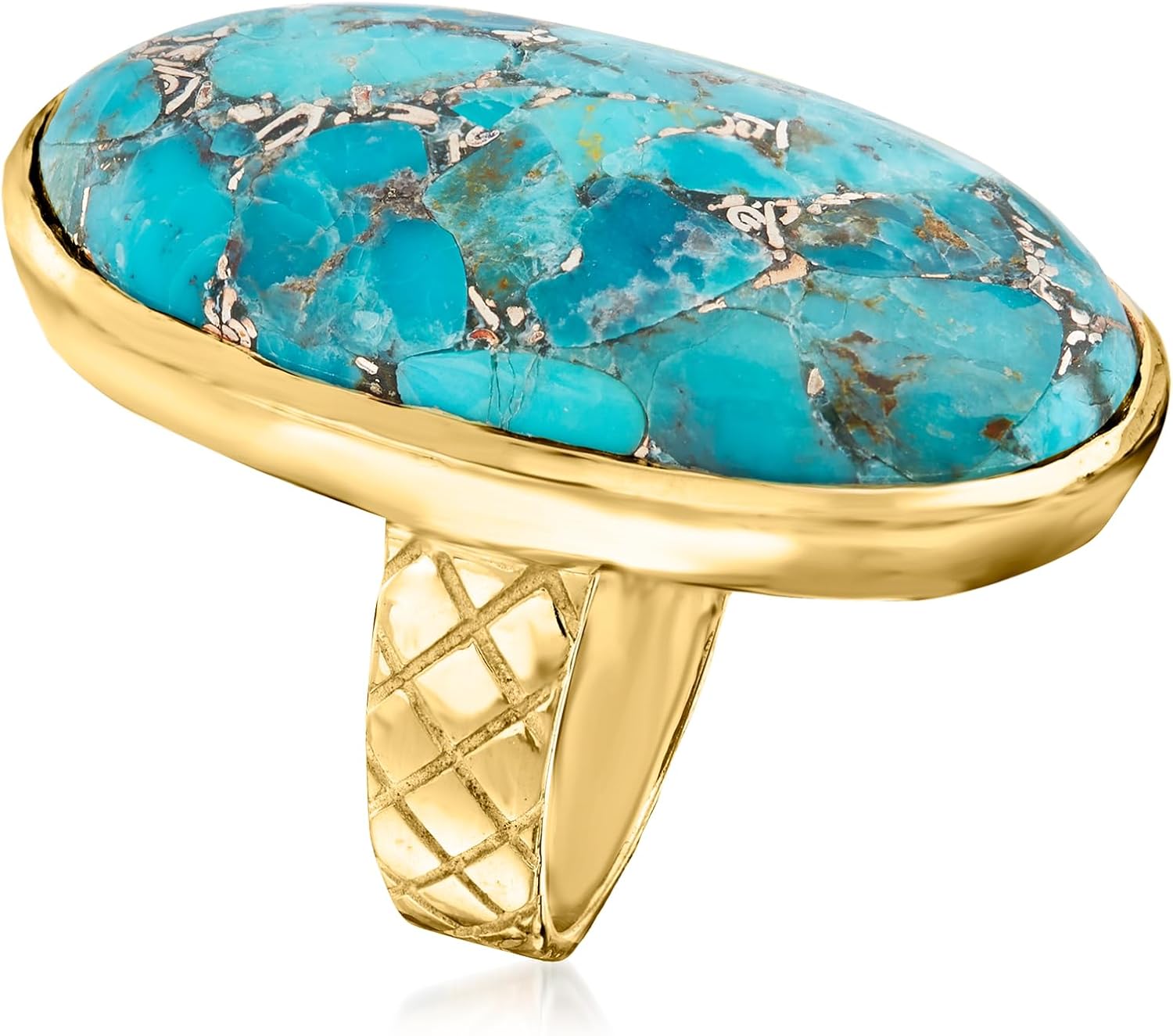 Ross-Simons Mohave Turquoise Ring in 18kt Gold Over Sterling - Image 3