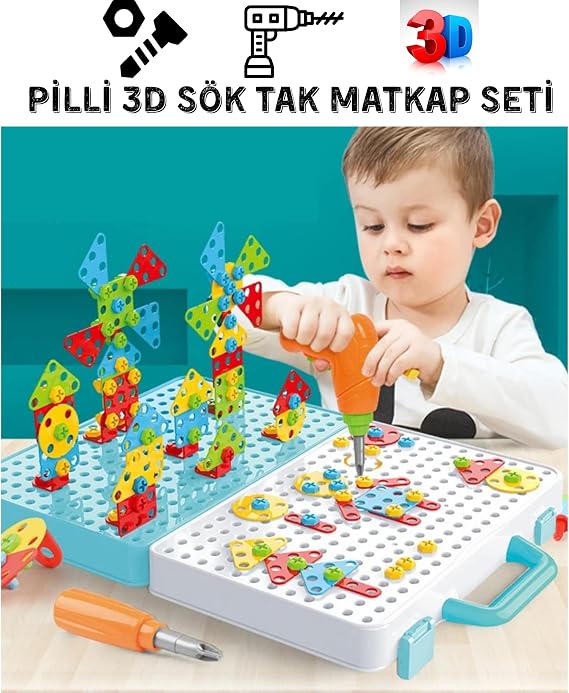 مجموعة إصلاح Giffy / Toy 3D Creative المكونة من 340 قطعة، حقيبة إزالة البطارية المثقوبة، مجموعة إصلاح تعليمية