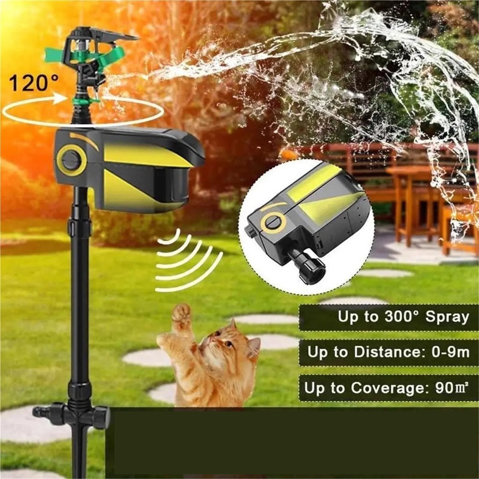 Sprinkler, Automatisch Rotierender Solarbetriebener Großflächensprinkler für den Garten