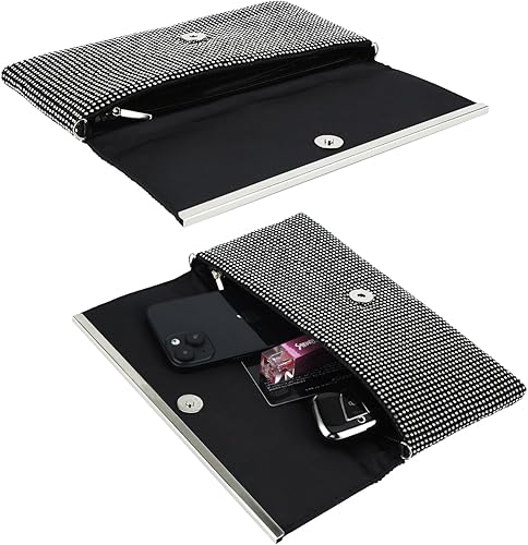 Miniatura 3 de Evevictor Bolso de mano para mujer, bolso de noche de cristal, bolso elegante, bolsa de dinero con diamantes de imitación para fecha, fiesta, baile,