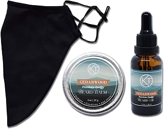 Beard Grooming Gift Set for Dad/Husband/Boyfriend/Brother/Adult/Son, Unique Birthday/Valentine’s Day Gift Idea for Him Comes with Beard Balm, Beard Oil and Beard Mask, Beard Care Kit for Men (CEDARWOOD, MEDIUM BEARD MASK)