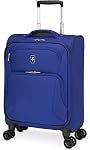 ATLANTIC Artisan III Carry-On Luggage — Lightweight, Water-Resistant Suitcase with 8 Spinner Wheels and Lockable Zipper Puller Heads — Blue, 19-inch