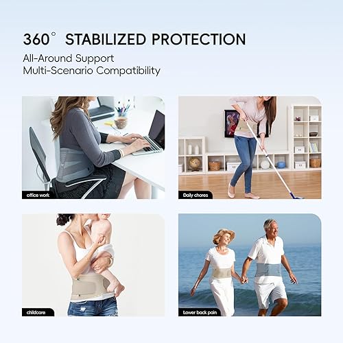 Miniatura 5 de GOUNOD Soporte de espalda ajustable para dolor de espalda baja para mujeres y hombres, soporte extraíble para hernia de disco, escoliosis y alivio