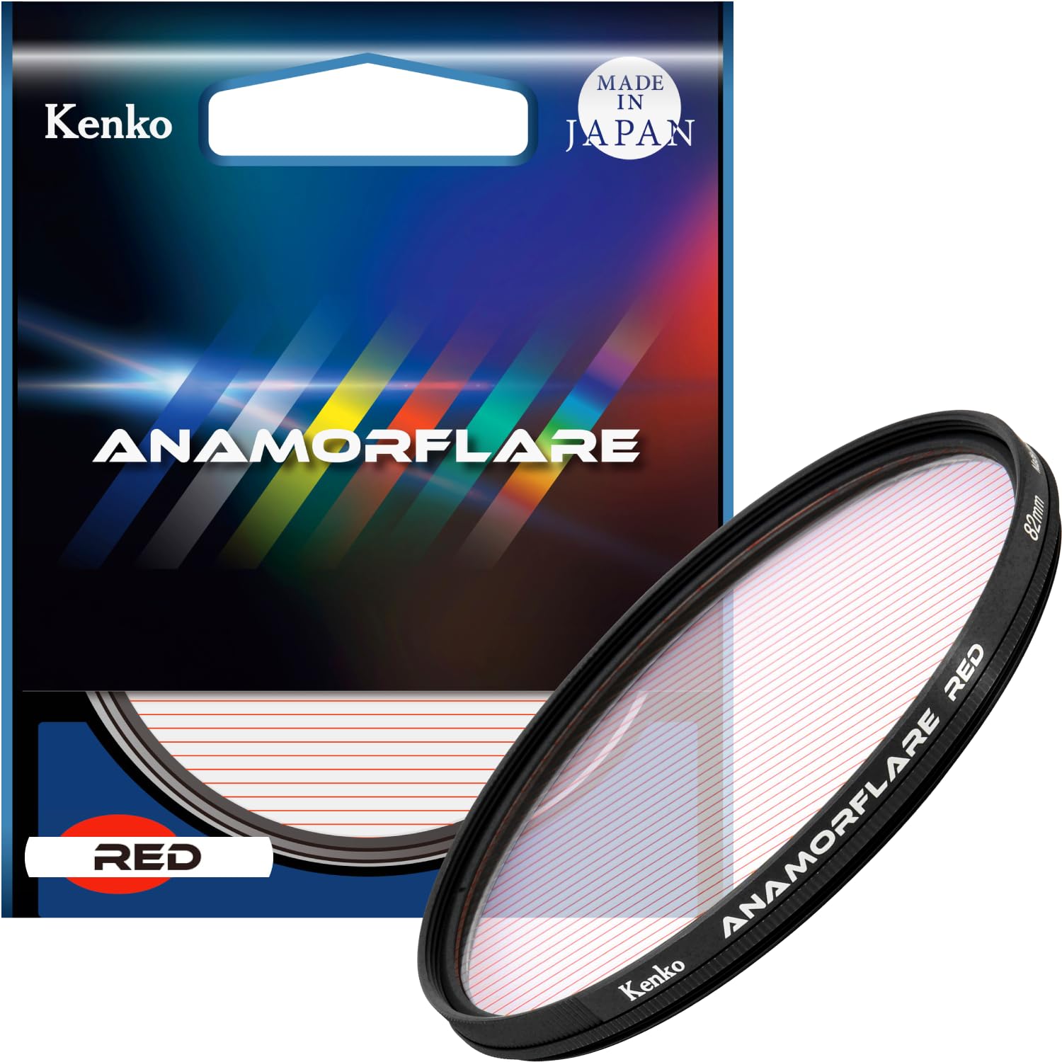 Kenko ANAMORFLARE Red φ82mm, Ray-Like Flare Effect Filter, Rotary Frame, Made in Japan, 549742
