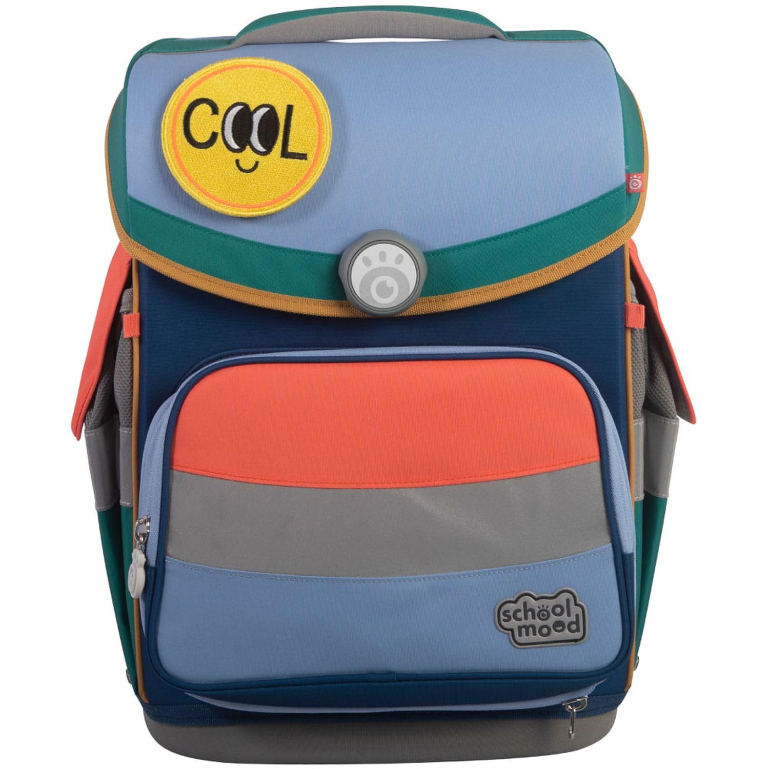 SCHOOL-MOOD Timeless Pro Schulranzenset 7-teilig 23,5L Stauraum, ergonomisches Easy Fit System für 1 m bis 1,50 m Körpergröße, standfest, wasserabweisender Stoff mit Reflektoren (Happy Sapphire)