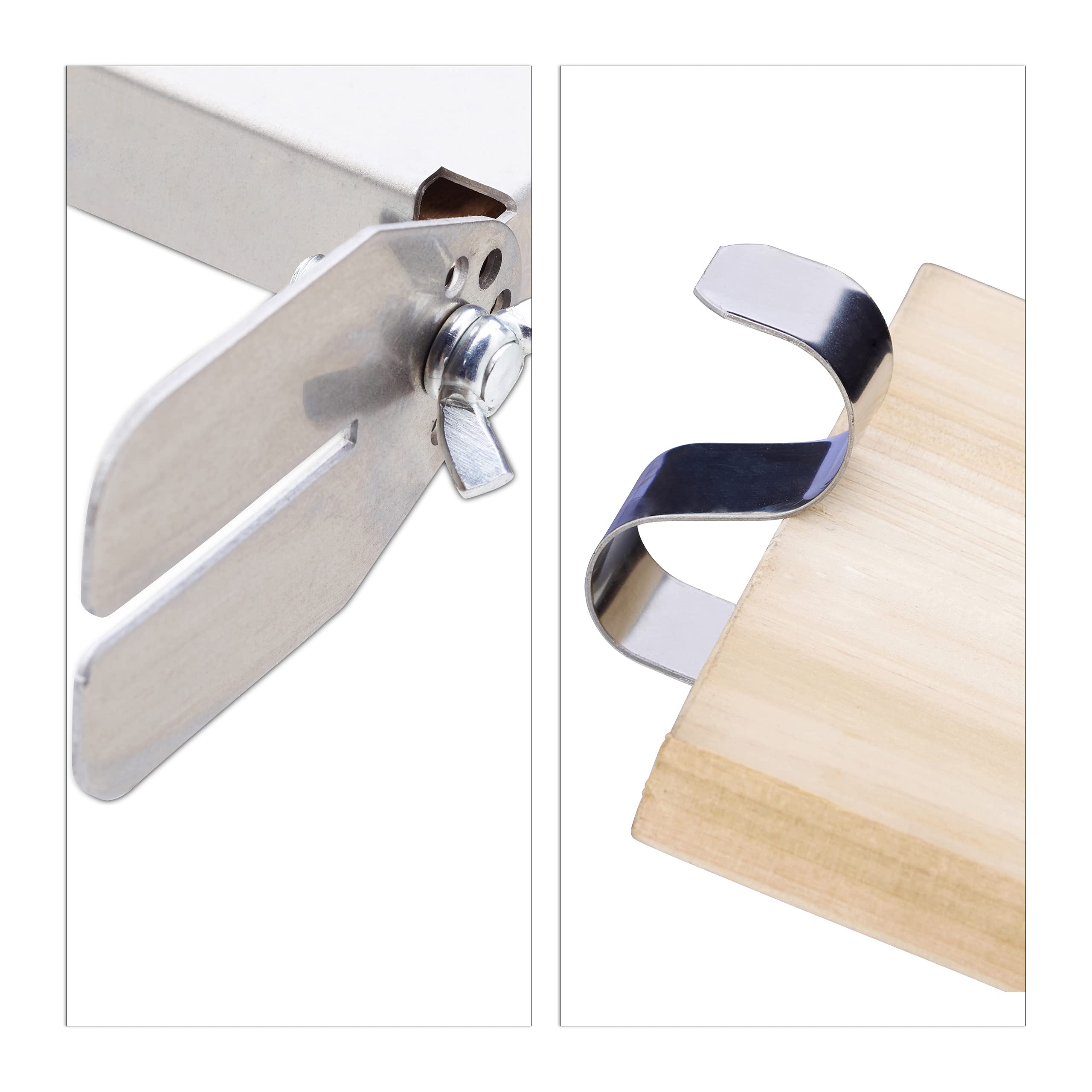Relaxdays Lot de 6 Planches à Saumon en Bois de cèdre 46 x 15,5 cm Fixations inclinables INOX
