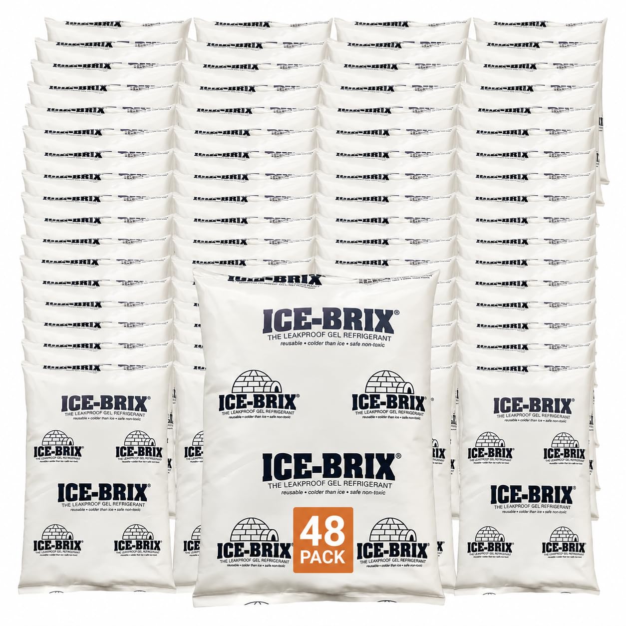 ICE-BRIX Reusable Gel Ice Packs for Shipping, 5.5 x 4 x 0.75 in, 6 oz White (48 Pack) - Small Cold Packs for GLP-1 Medication Shipping, Lunch Bags, Small Mailers & Perishables