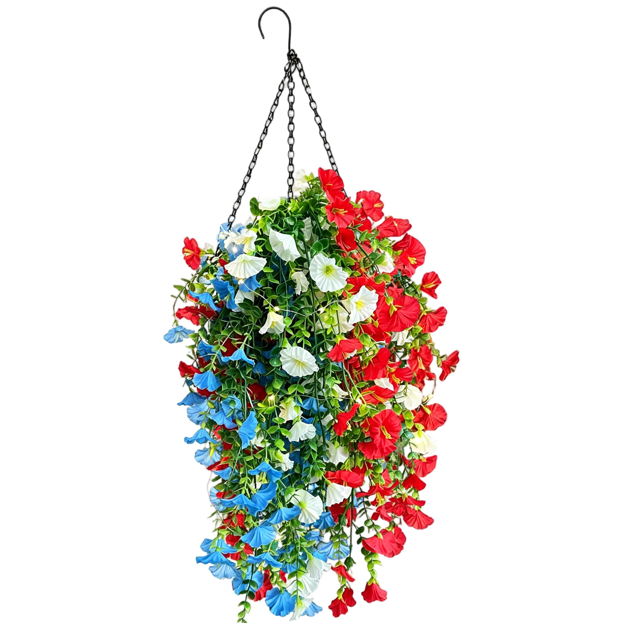 Fleurs artificielles suspendues avec lumières solaires sans entretien pour patio résistant