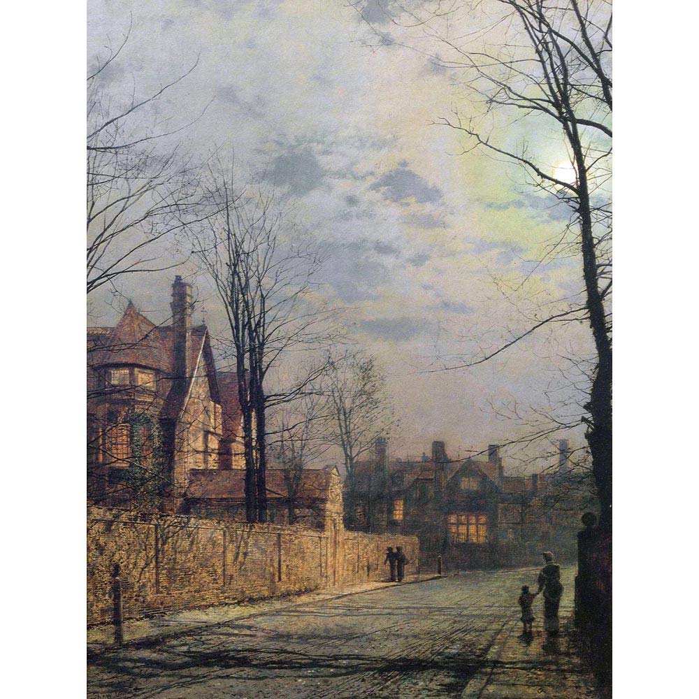 Wee Blue Coo John Atkinson Grimshaw Paintings Moonlit Street Scene Painting Art Print Poster Wall Decor 12X16 Inch