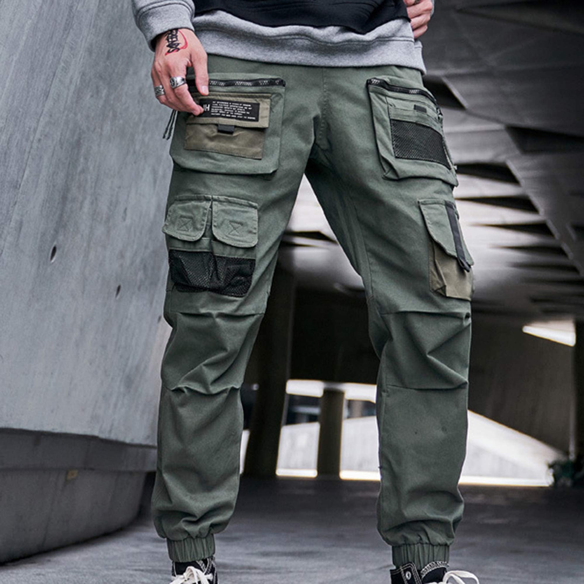 XYXIONGMAO Multibolsillos sueltos pantalones funcionales casuales pantalones cargo pantalones techwear harén hip hop pantalones para hombres