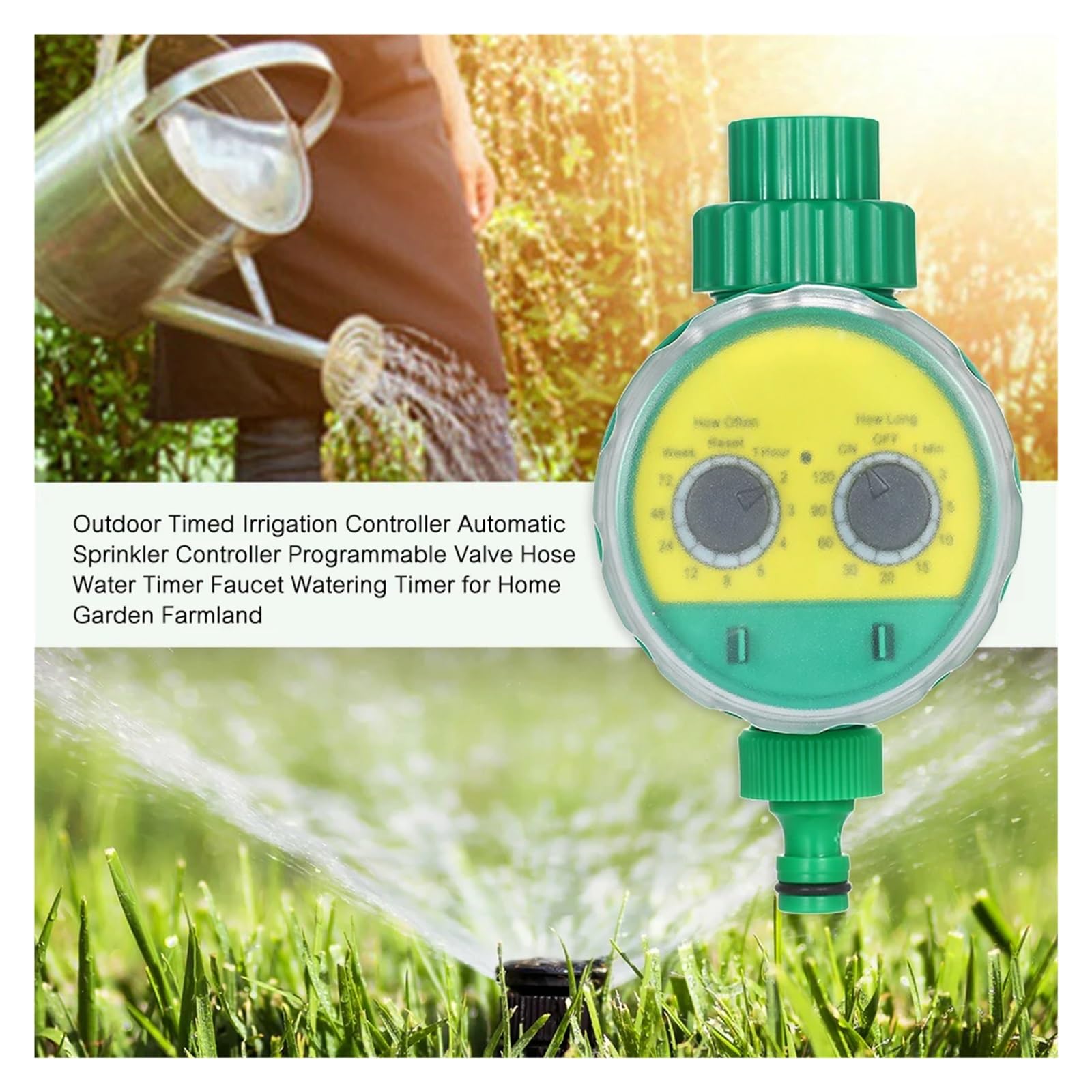 Controller for irrigazione da giardino, irrigatore automatico temporizzato valvola programmabile rubinetto for tubo flessibile timer for irrigazione strumento da giardinaggio agricolo ( Size : US )