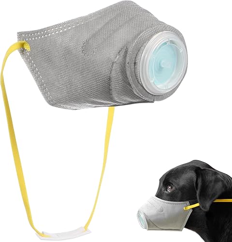 Vista 18 de STOBOK Mascarillas ajustables de gas para perros, bozal para perros, reutilizables, transpirables, protección bucal, filtro de contaminantes
