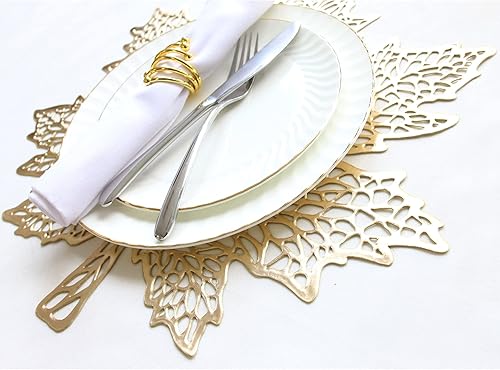 Miniatura 4 de Wintop - Juego de 6 manteles individuales metálicos de vinilo prensado de 17 x 17.25 pulgadas para mesa de comedor, decoración de mesa de cosecha,