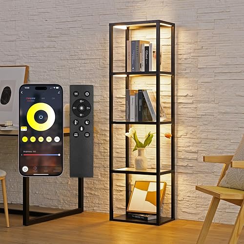 Glass Display Shelf with Remote/APP Control, Curio Cabinet for Collectibles