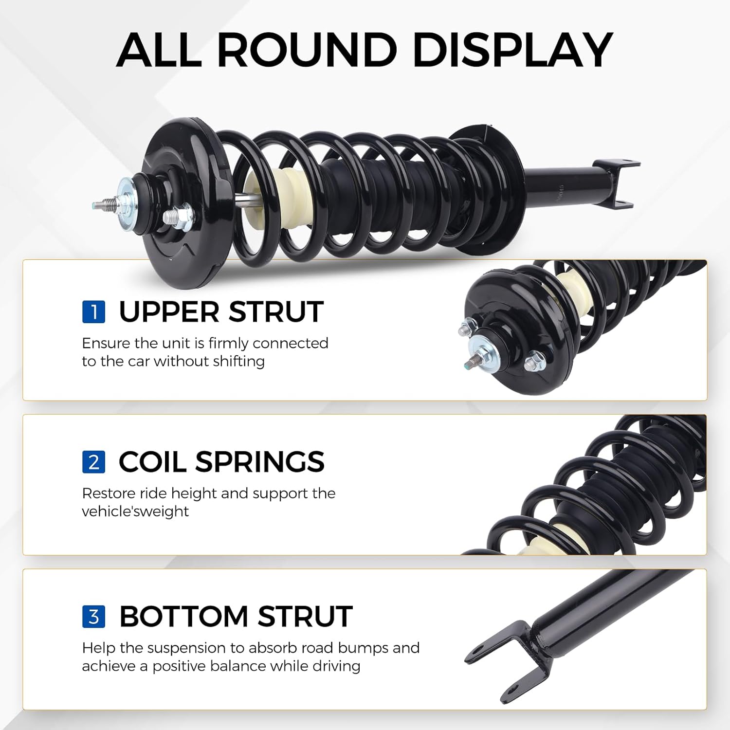PAROD Shock Absorber Strut Fit for Honda Accord 2008-2012 Rear w/Coil Spring Assembly Replace#172563-2PCS