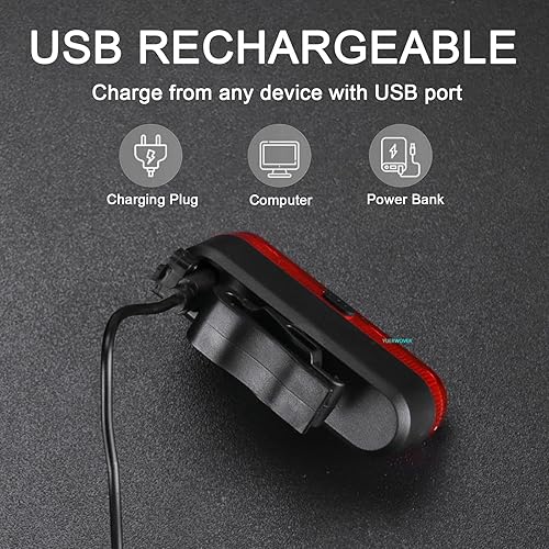 Miniatura 3 de Luz trasera de bicicleta recargable USB-C para montar por la noche, paquete de 2 luces traseras de bicicleta delanteras y traseras de ciclismo,