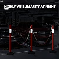 Vista 2 de [Paquete de 3] Conos de poste de delineador de tráfico ajustables con base de goma pesada y collares reflectantes, conos de seguridad