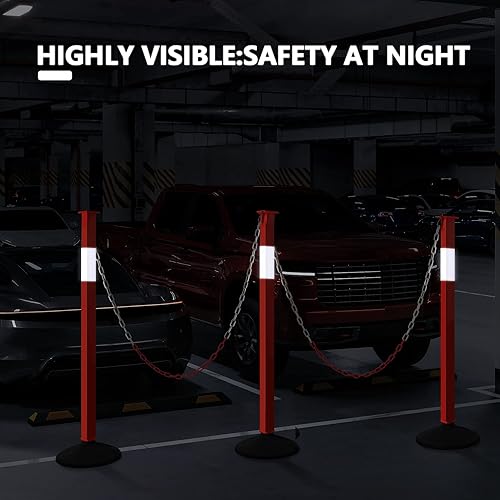 Miniatura 7 de Paquete de 3 Conos de poste de delineador de tráfico ajustables con base de goma ponderada y collares reflectantes, conos de seguridad de
