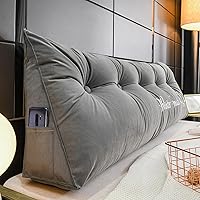 Vista 11 de Almohada de cabecera con cuña para lectura, respaldo de vellón, almohada de descanso de lectura, cojín de respaldo triangular grande, almohada