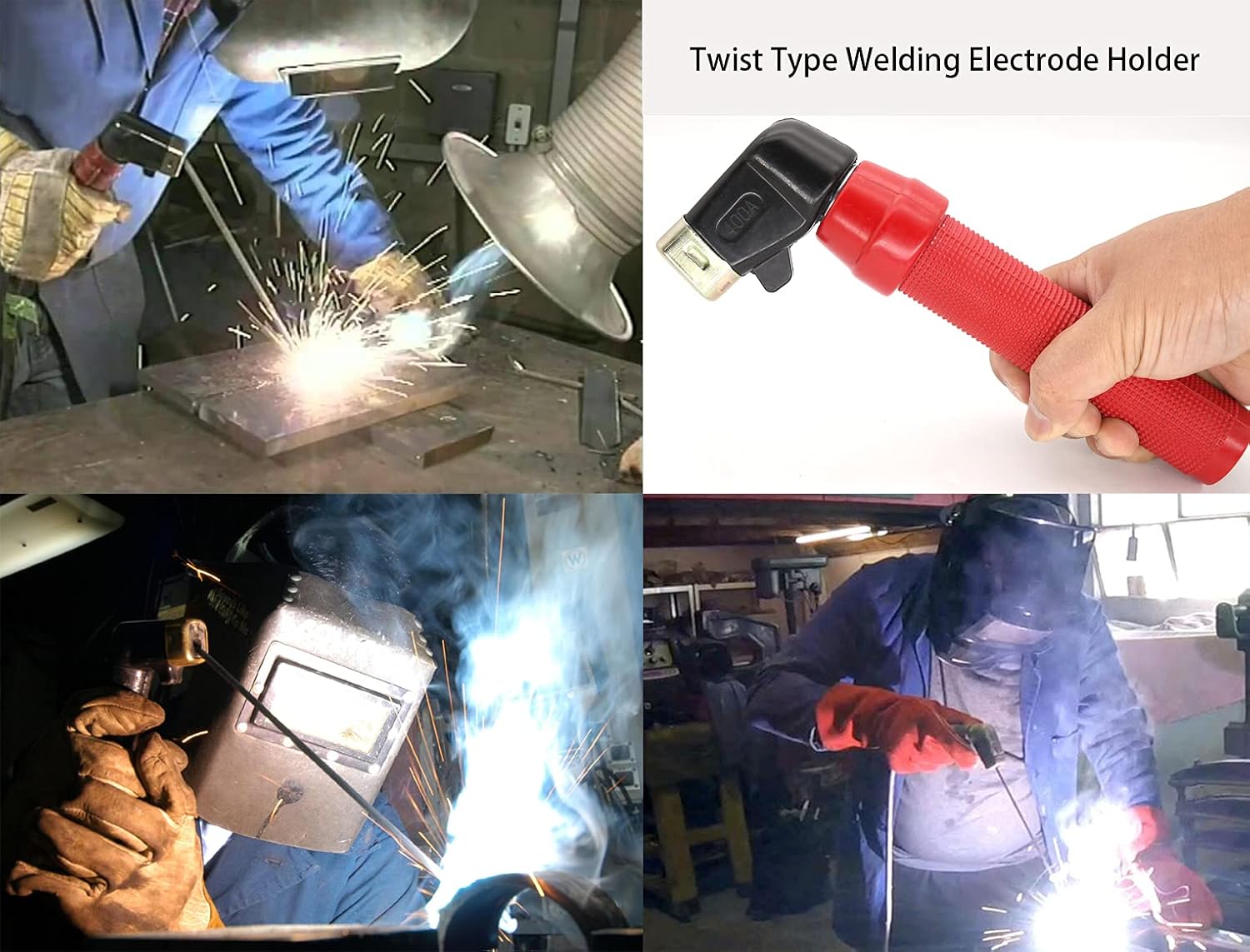 400 Amp Twist Type Welding Electrode Holder, Full Copper Heavy Duty Electrode Clamp for Welding Machine - - 