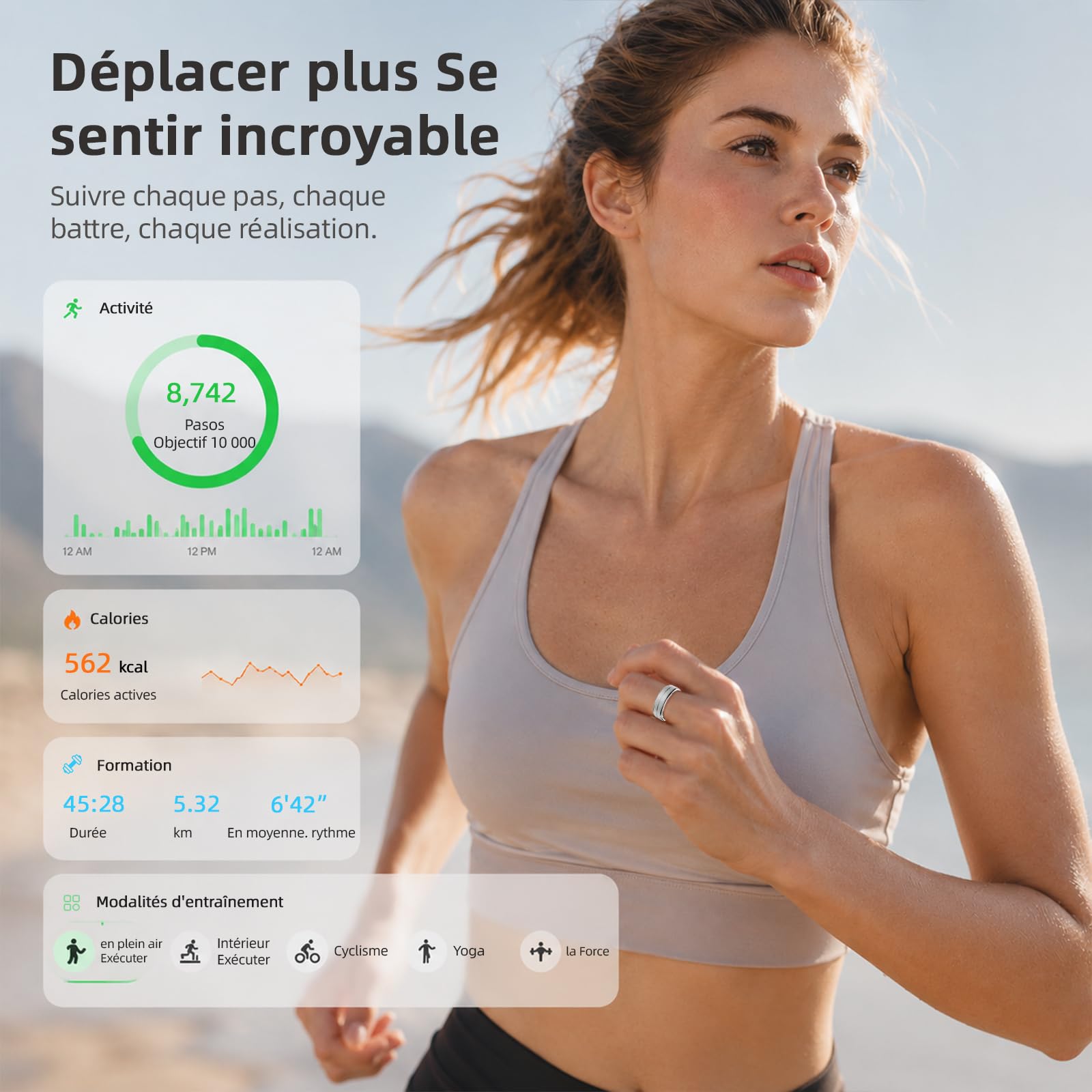 Smart Ring Suivi de la santé du Sommeil Tracker de fréquence Cardiaque