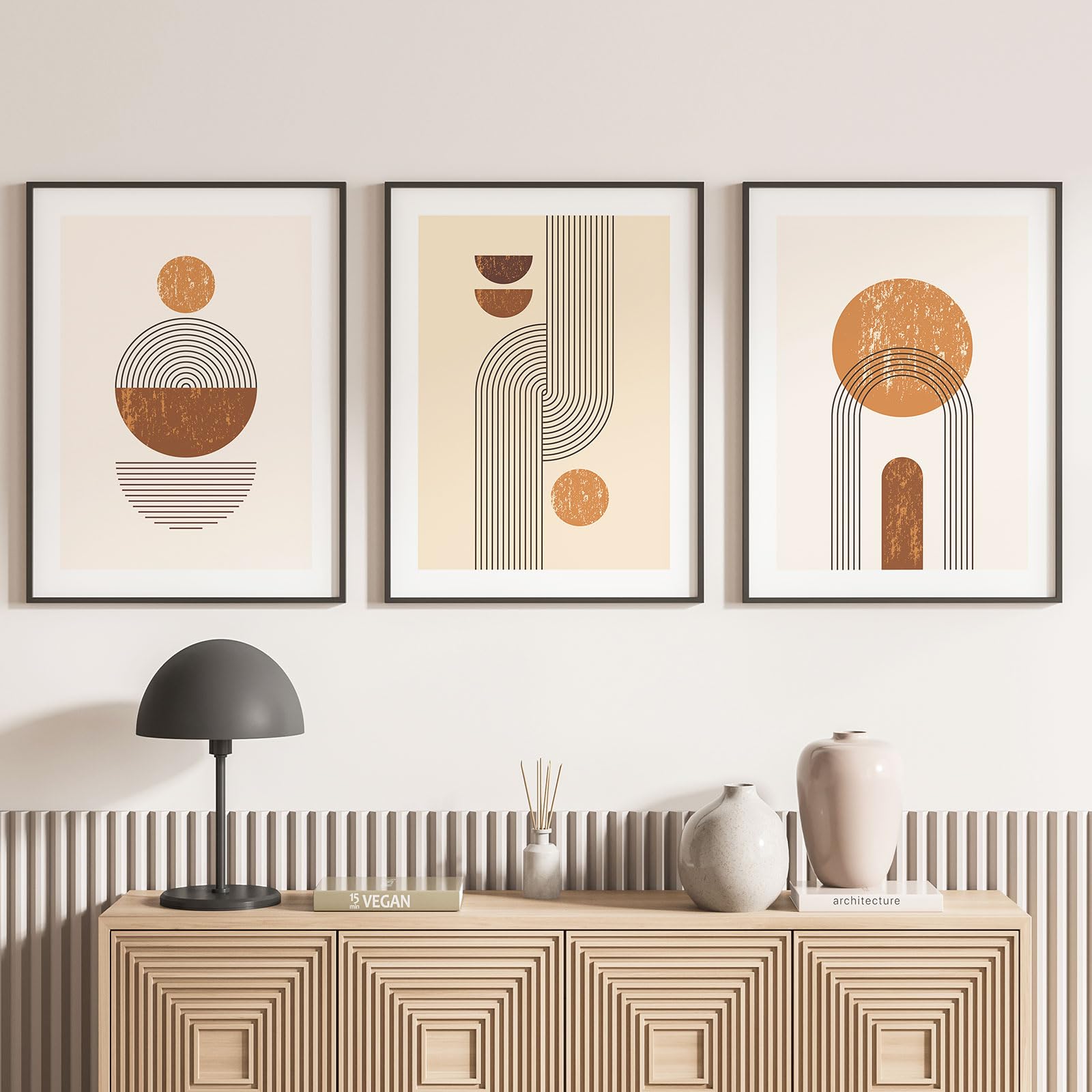 Lumalea - Zestaw 3 plakatów/plakatów z motywem boho - czarno-białe obramowanie - 3 plakaty - 70 x 100 cm