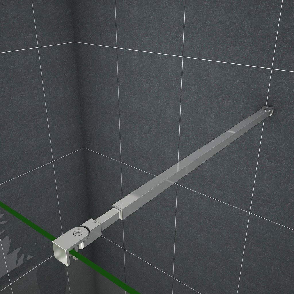 Barra Stabilizzatrice Cromo Lucido a Sezione Quadrata da 73-120 cm Regolabile Con Due Teste Girevoli per Box Doccia Walk in Parete Fissa Vetro da 6-10 mm