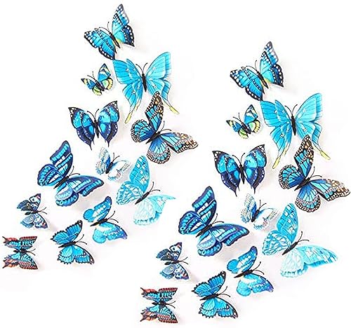 Tuxiaobu 24 calcomanías de pared de mariposa, imanes extraíbles para refrigerador, calcomanías de pared 3D para niños, decoración artística de