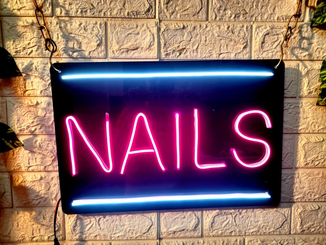 SG PRINT Nails Neon Sign For Hair Salon Beauty Room Decor Barber Neon LED Signs for Wall Haircut Neon Lights Signs LED Neon Signs for Barber Shop Beauty Salon Studio Decor Business (12x18Inch)-image-20