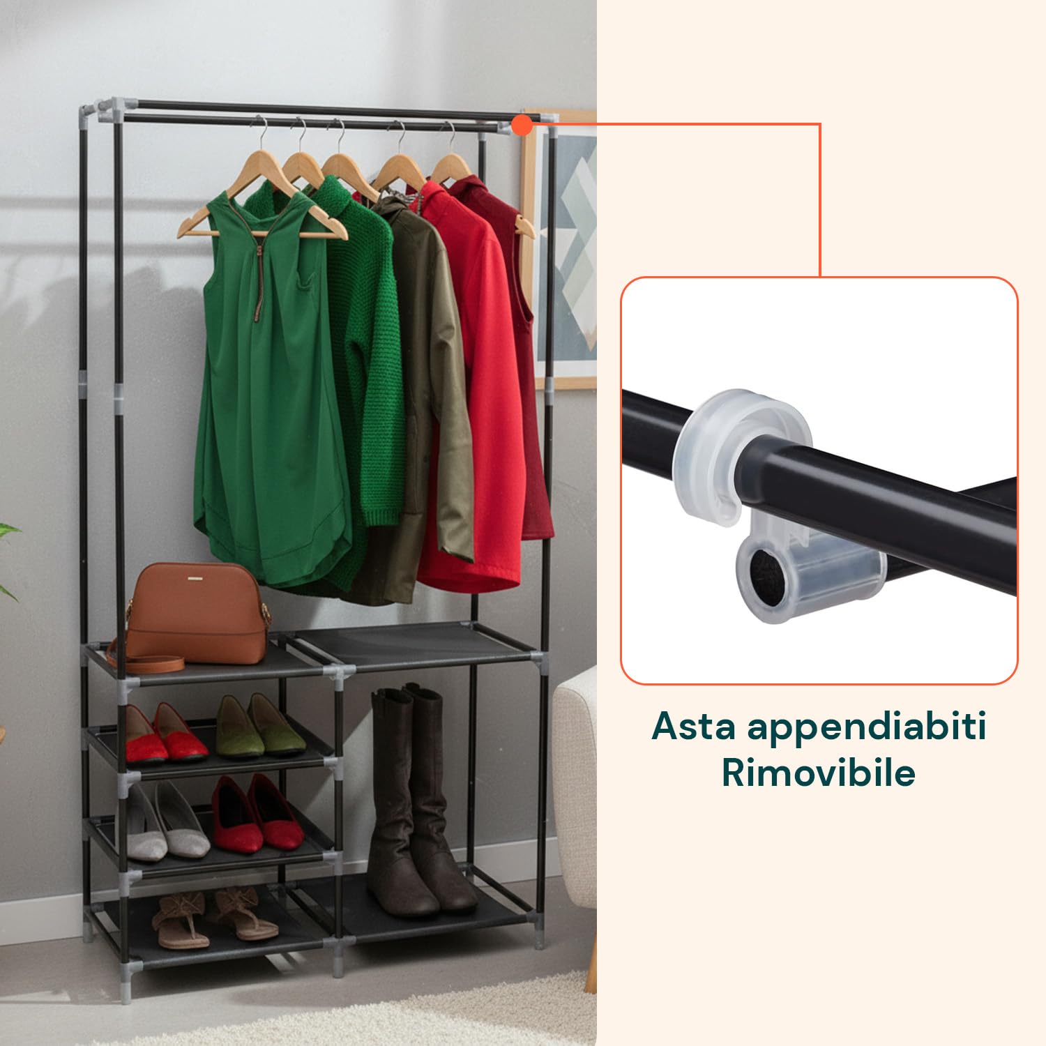 Appendiabiti Con Scarpiera, 3 Ripiani, Parte Superiore Ampia, 11 Ganci Piedini Regolabili Appendiabiti Con Panca Per Ingresso E Soggiorno Marrone 96205578