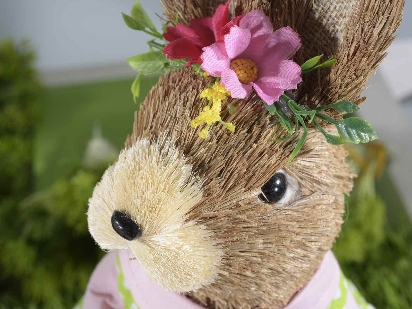 Gruppo Maruccia - Coppia di Coniglietti Pasquali in Paglia Naturale - con Skateboard e Abito - Decorazione Artigianale per la Casa - Idea Regalo per Pasqua - Set da 2 Pezzi