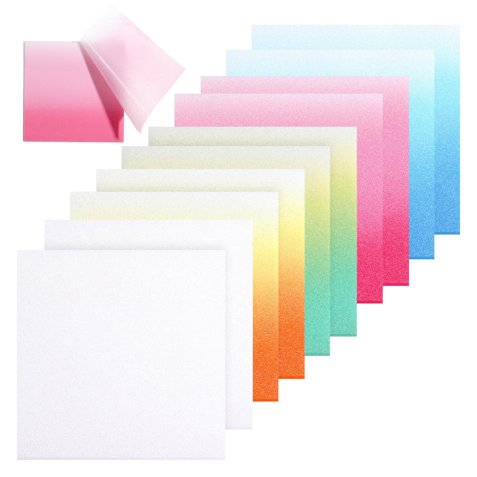 500Pcs Transparent Sticky Notes, Glitter Translucent Clear Sticky Notes Tabs Gradient, See Through Note for Office College School Supplies Pads