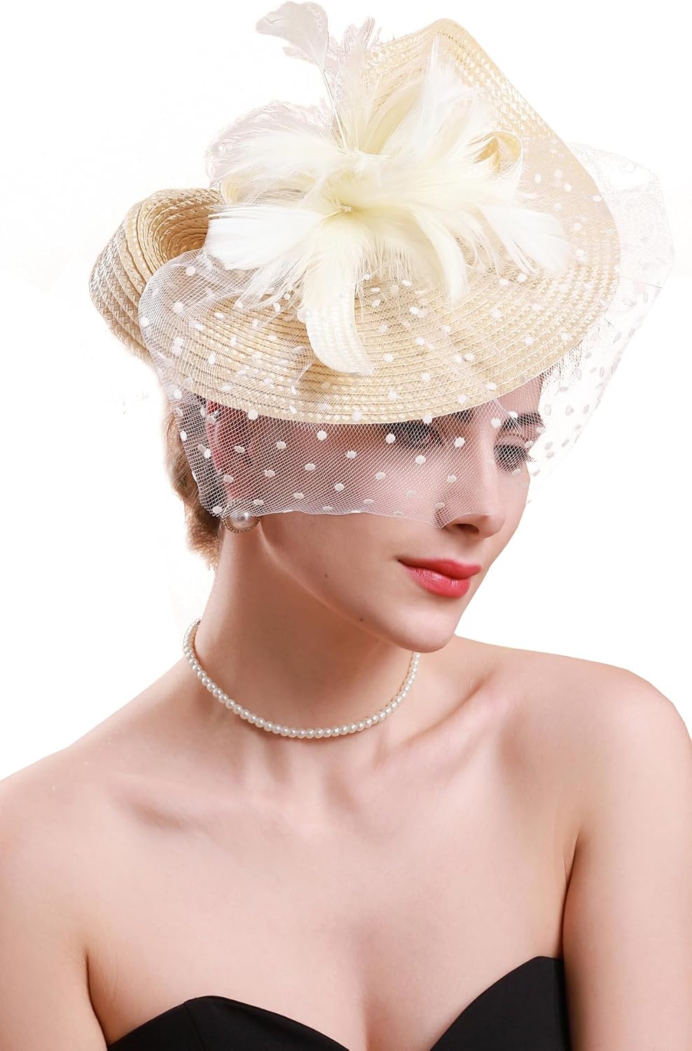 Fascinators for Women Derby Headpiece Tea Party Hats with Veil Wedding Headware Bridal Headpiece