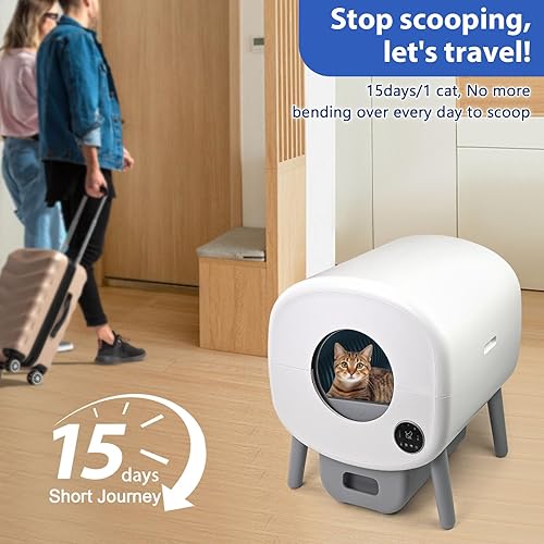 Miniatura 3 de Caja de arena autolimpiante para gatos, caja de arena automática para gatos de 95 L, autolimpieza para varios gatos, con control de aplicación,