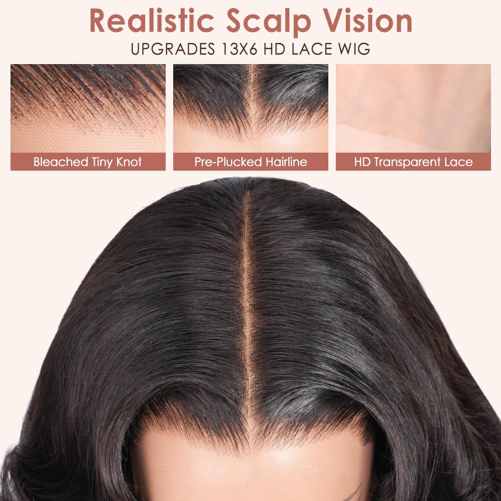 Wingirl 30inch 13x6 HD Lace Front Wigs Human Hair Pre plucked Pre bleached 200 Density Body Wave Human Hair Wigs for Women