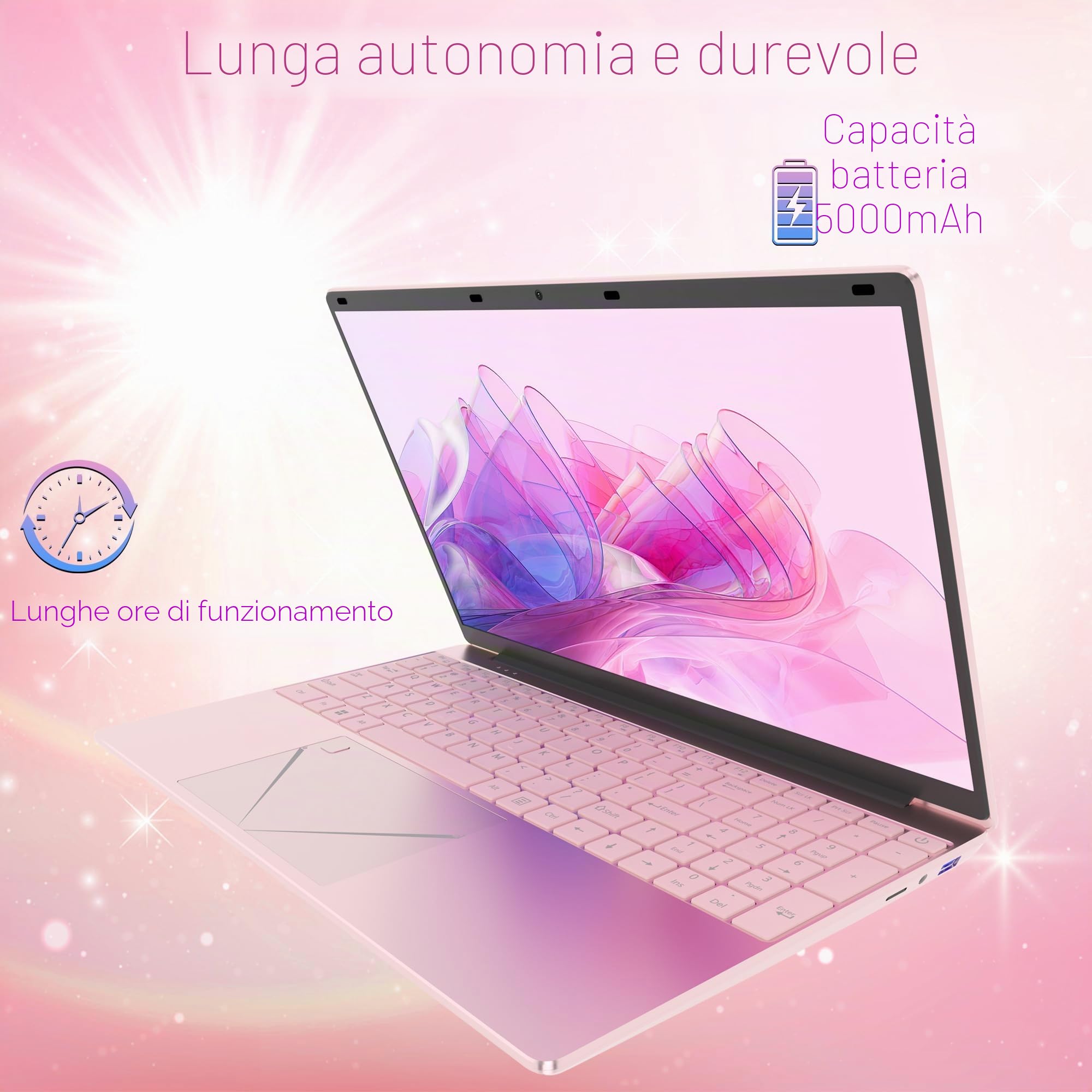 PINSTONE Computer portatile da 15,6 pollici, 16 GB DDR4 RAM, 512 GB SSD | PC portatile FHD 1920 x 1080, processore N95 fino a 3,4 GHz, PC leggero per studenti, telelavoro, ufficio e multimediale