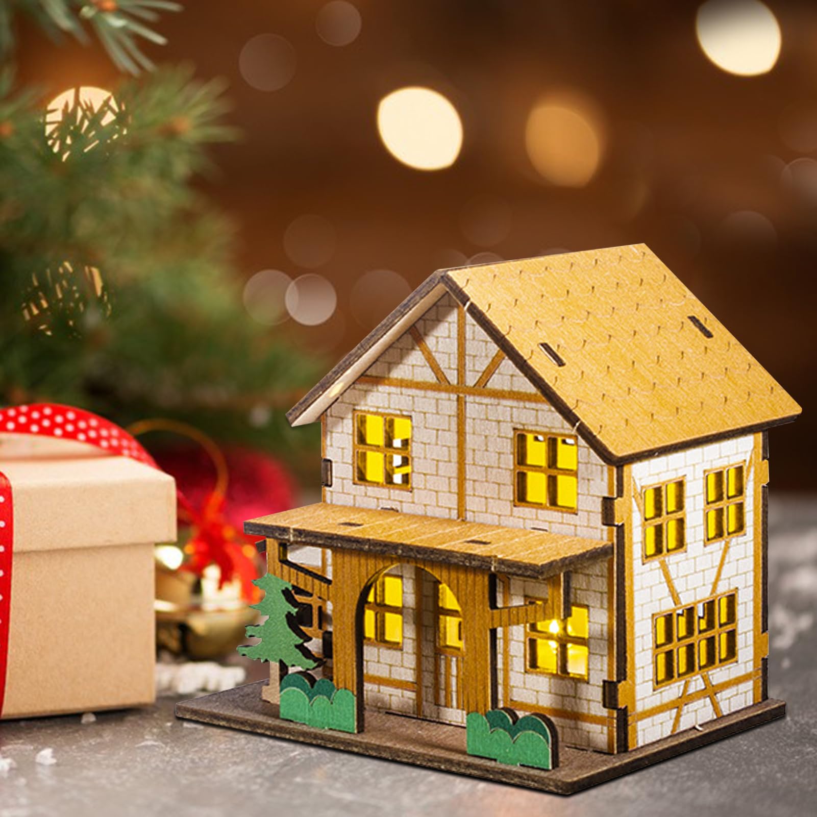 Weihnachtshaus Aus Holz Zum Basteln – 2 Stück, 15x10x11 Cm, Für Dekoration & Kinder