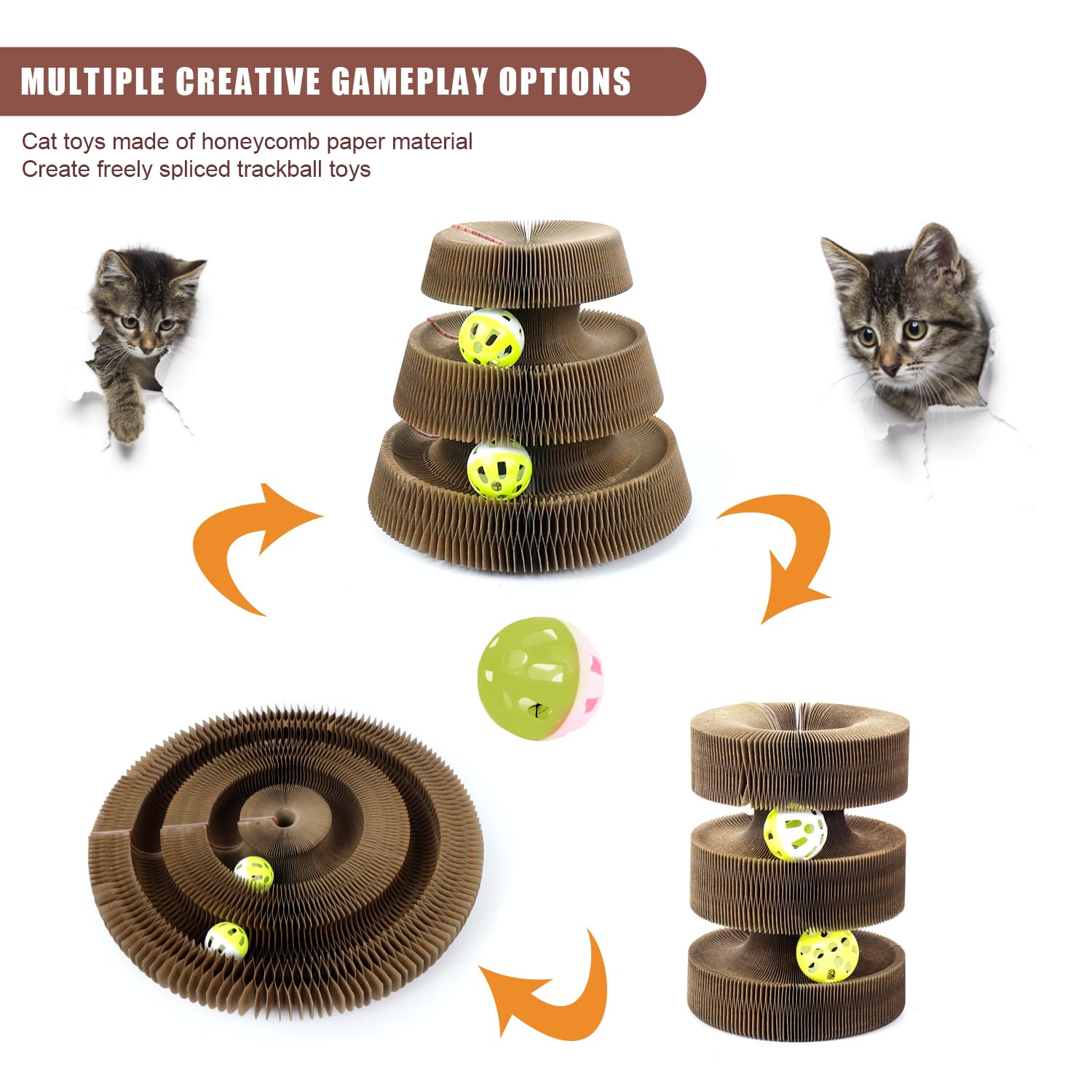 Cat Toy, Cardboard Scratching Post, Scratching Post for Cats Cardboard Scratching Post for Cats Cat Toy with Bell Ball - Image 4