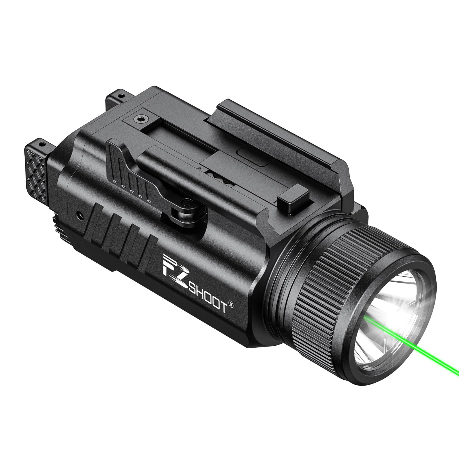 EZshoot 2000 Lumen Pistol Light Laser Combo, Magnetic Rechargeable Green Laser Light Combo with Quick Release Adjustable Slide Rail, Picatinny Flashlight for Home Defense, Range Training, Hunting : Sports & Outdoors