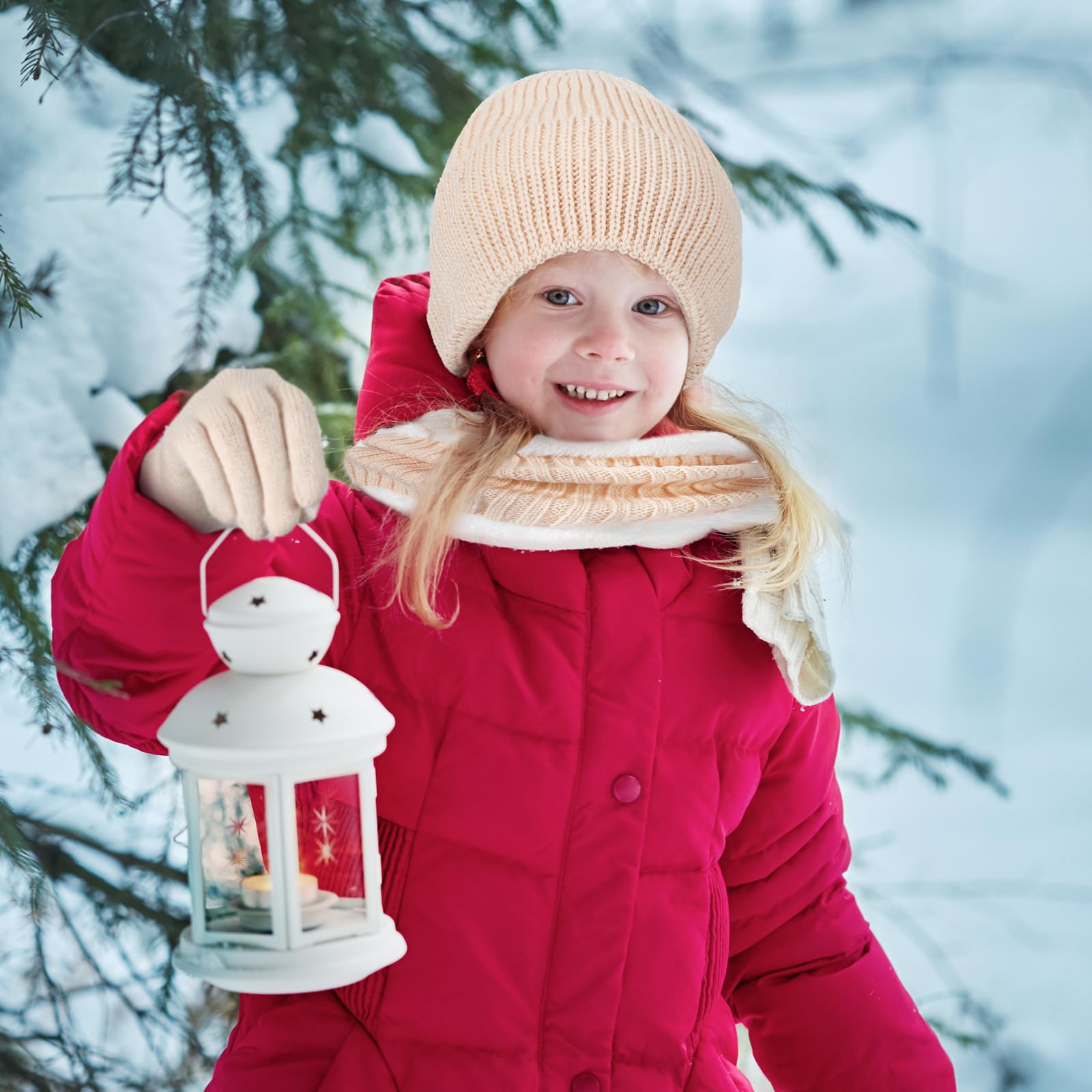 Set di 12 guanti per bambini, berretto invernale, lavorato a maglia, guanti da sci, guanti da collo, sciarpe calde, per bambini da 5 a 8 anni, regalo per ragazzi e ragazze, alla moda., 6.7 x 8.3